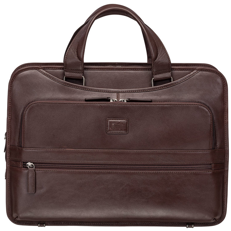 Mancini MILAN Triple Compartment Briefcase for 15.6” Laptop / Tablet - Brown