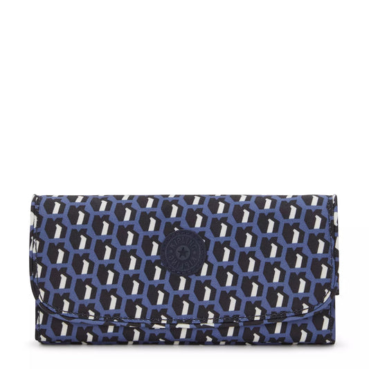Kipling Money Land Grand portefeuille RFID imprimé - 3D K Blue