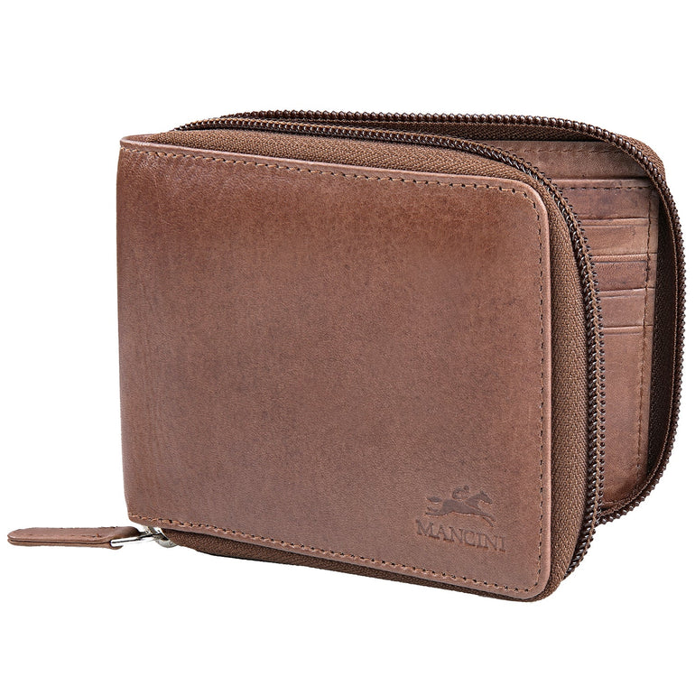 Mancini BELLAGIO Portefeuille RFID à Fermeture Éclair avec Porte-Cartes Amovible