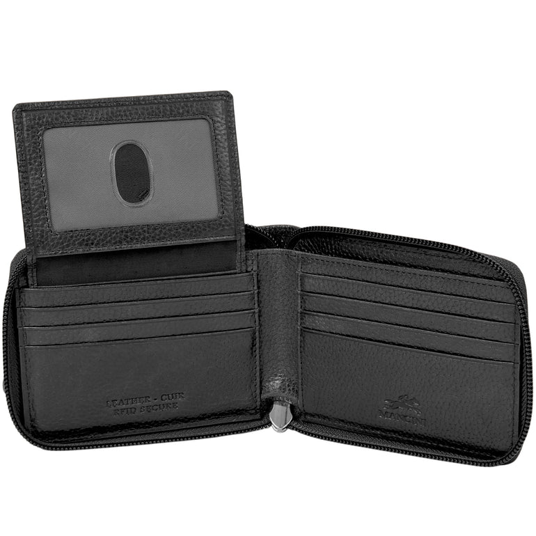 Mancini Fifth Avenue RFID Zippered Billfold with Removable Passcase