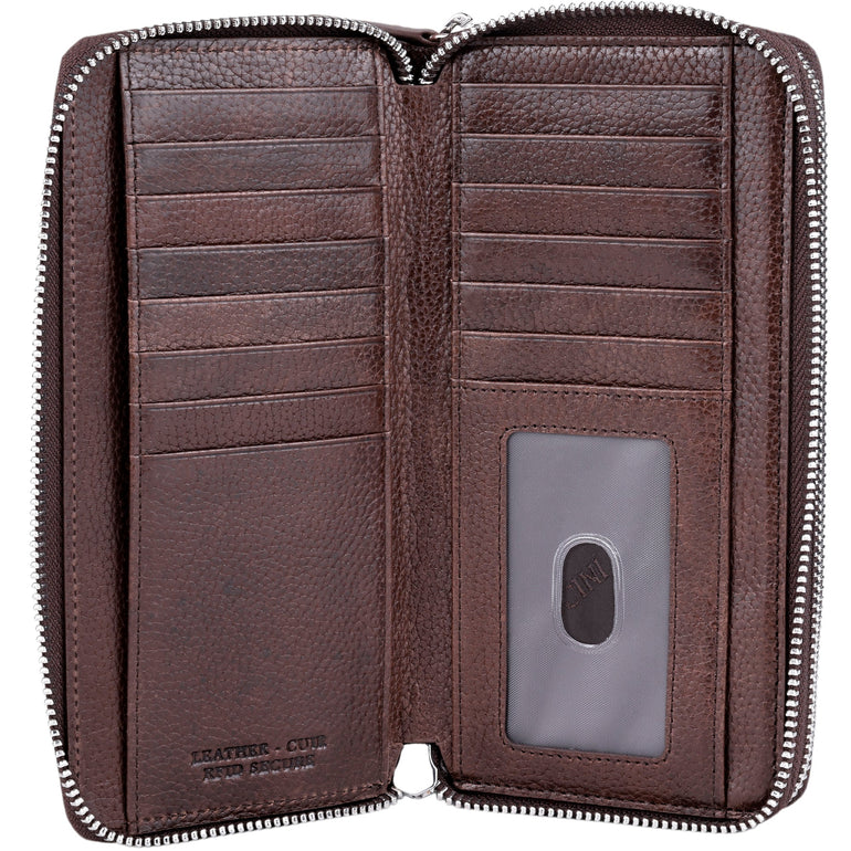 Mancini Fifth Avenue RFID Secure Double Zipper Wallet