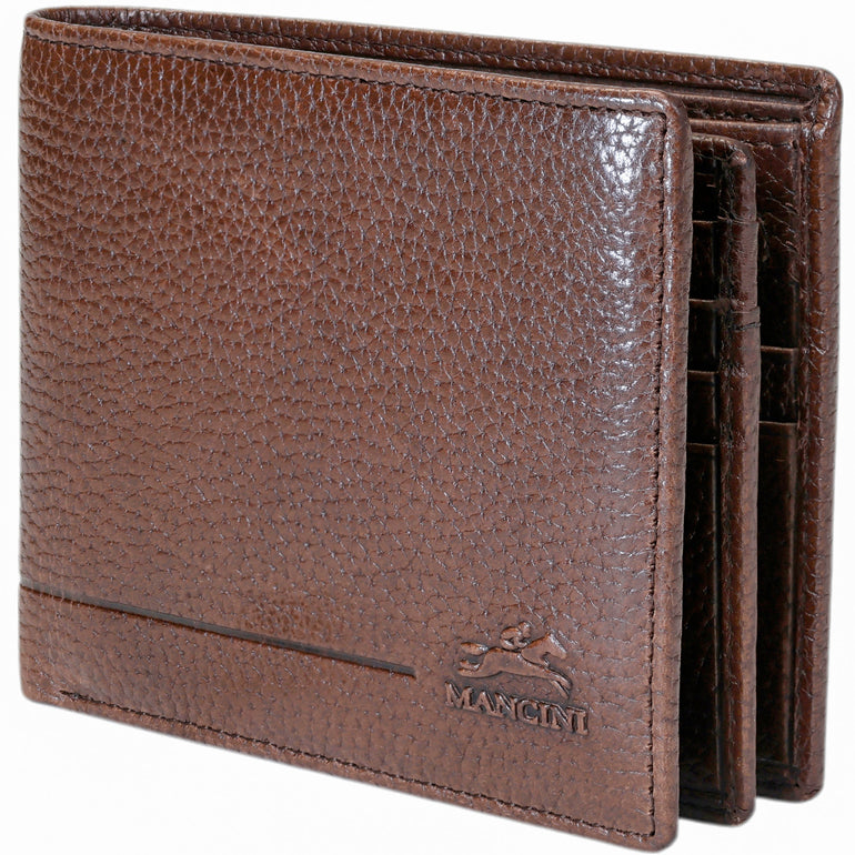 Mancini Fifth Avenue RFID Secure Center Wing Wallet with Coin Pocket