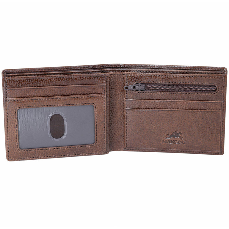 Mancini Fifth Avenue RFID Secure Center Wing Wallet with Coin Pocket