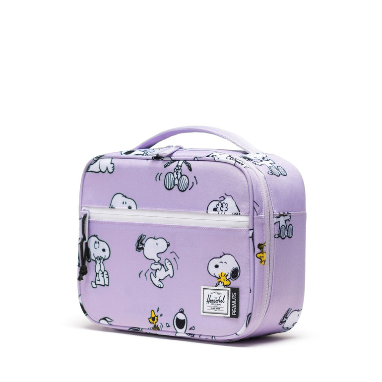 Herschel Peanuts Pop Quiz Lunch Box - Snoopy and Woodstock Pastel Lilac
