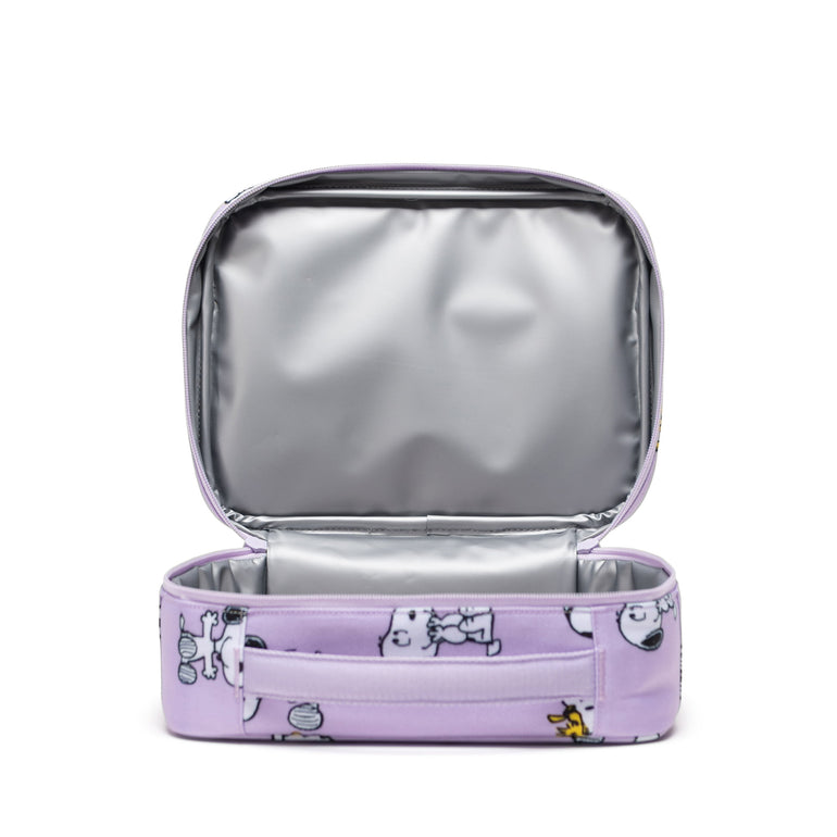 Herschel Peanuts Pop Quiz Lunch Box - Snoopy and Woodstock Pastel Lilac