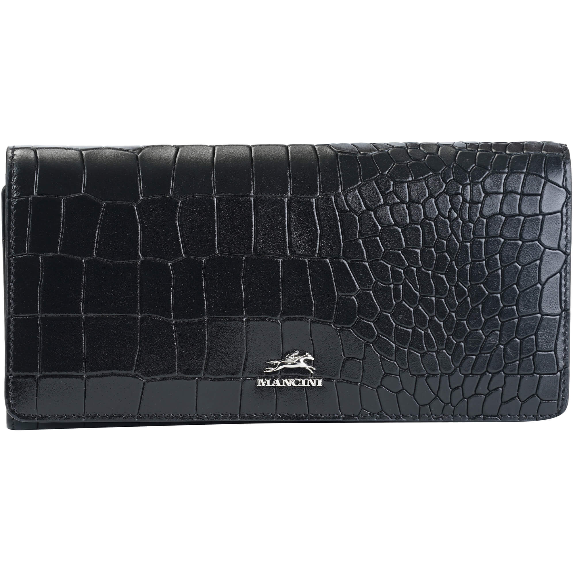 Mancini Croco2 Portefeuille trifold pour femmes avec une sécurité RFID renforcée