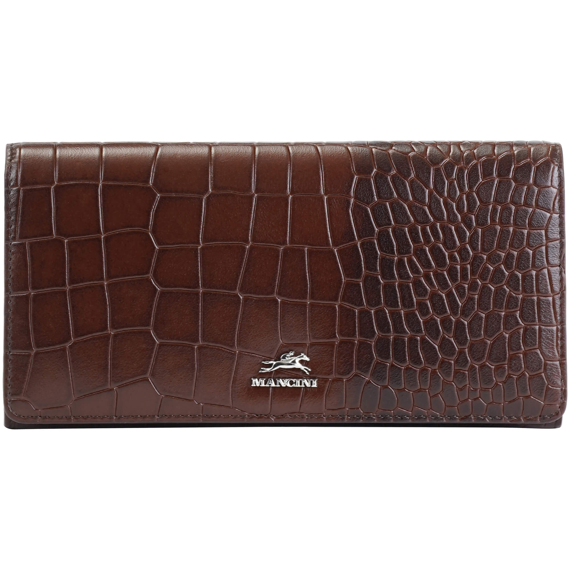 Mancini Croco2 Portefeuille trifold pour femmes avec une sécurité RFID renforcée