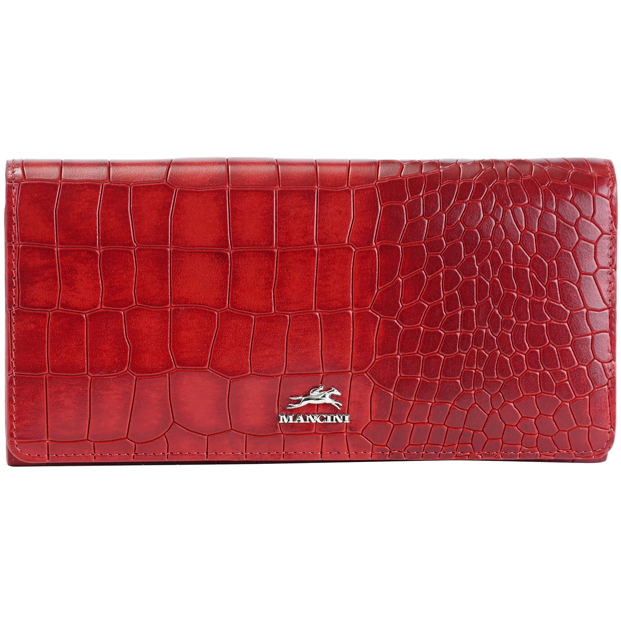 Mancini Croco2 Portefeuille trifold pour femmes avec une sécurité RFID renforcée
