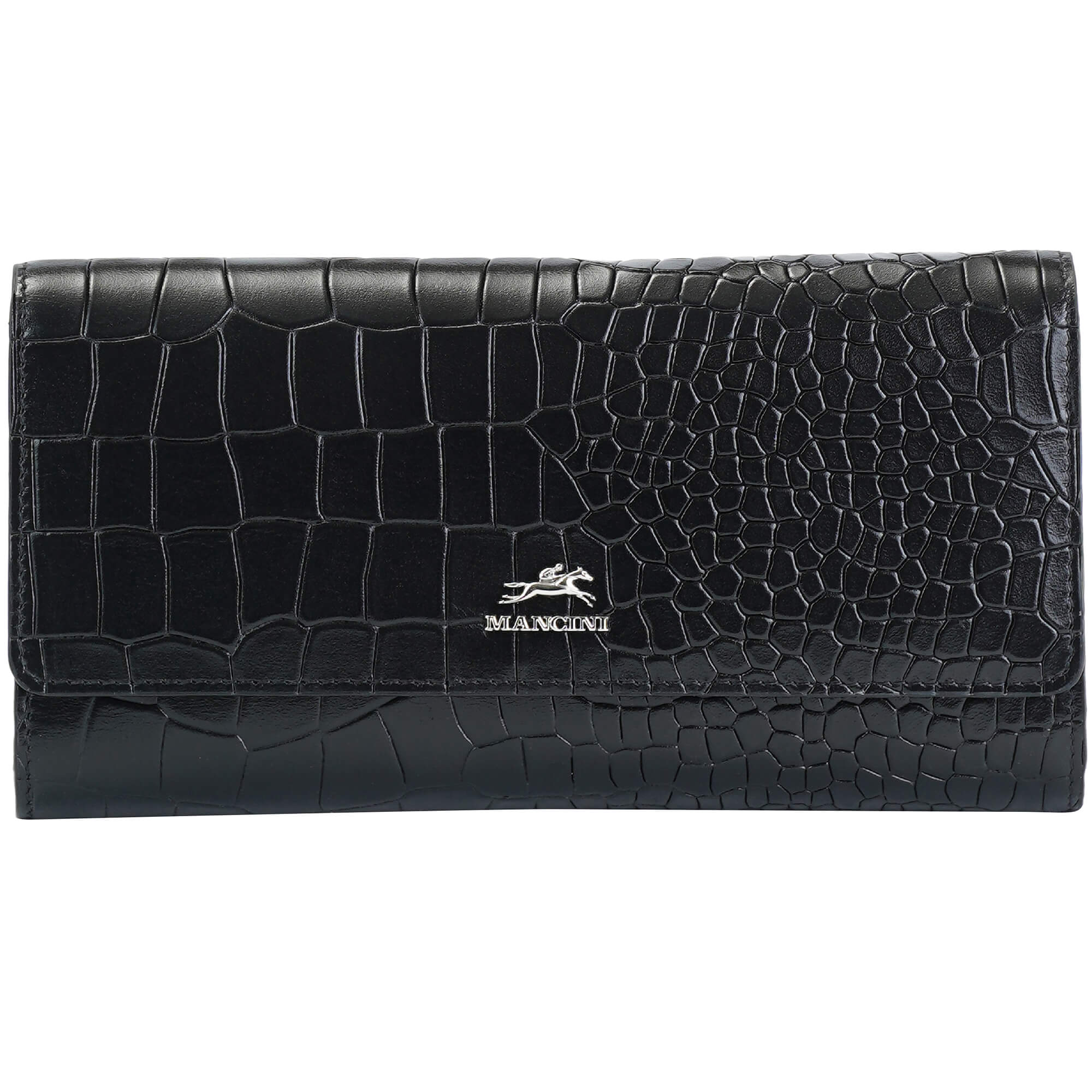 Mancini Croco2 Portefeuille quadriplié pour femmes avec une sécurité RFID renforcée