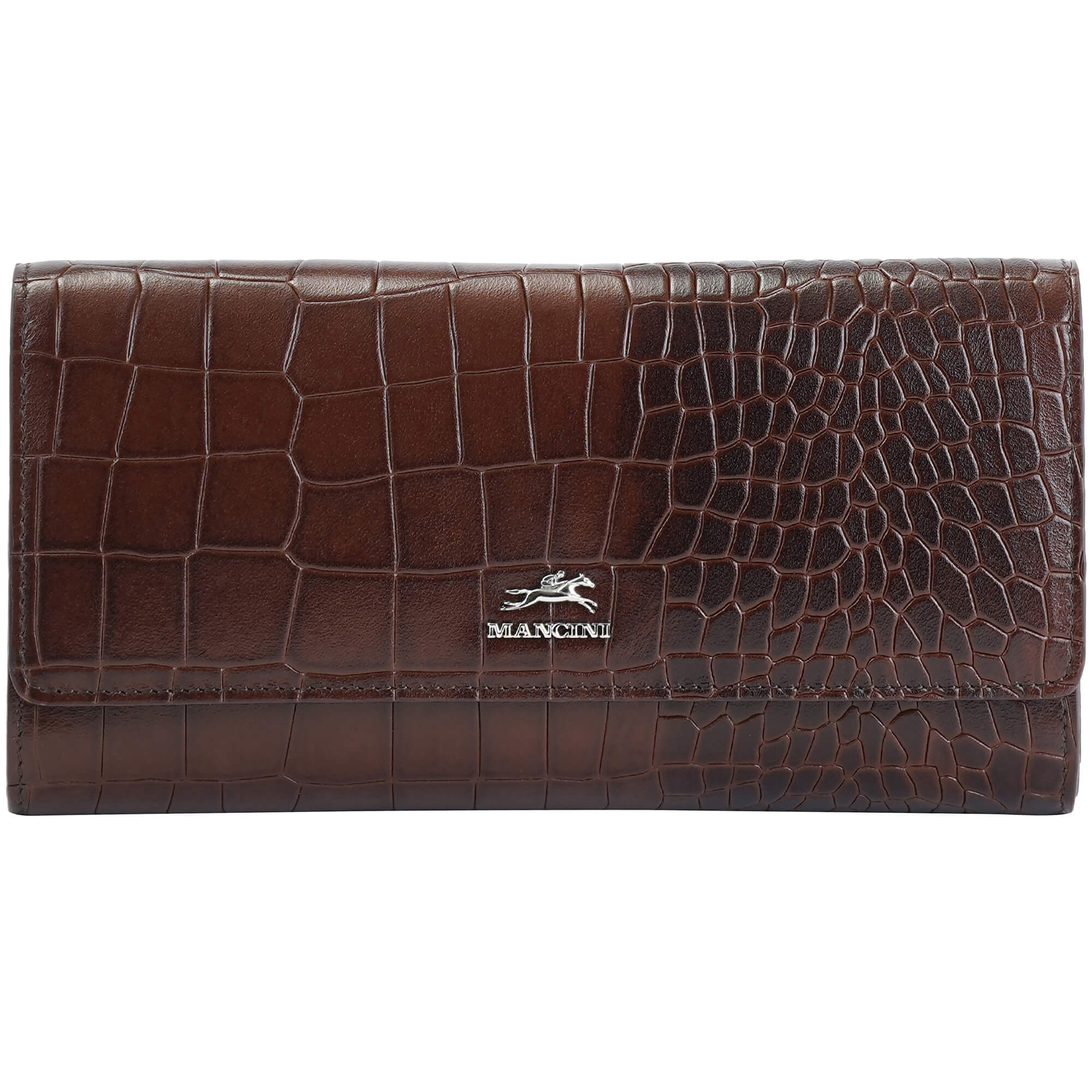 Mancini Croco2 Portefeuille quadriplié pour femmes avec une sécurité RFID renforcée