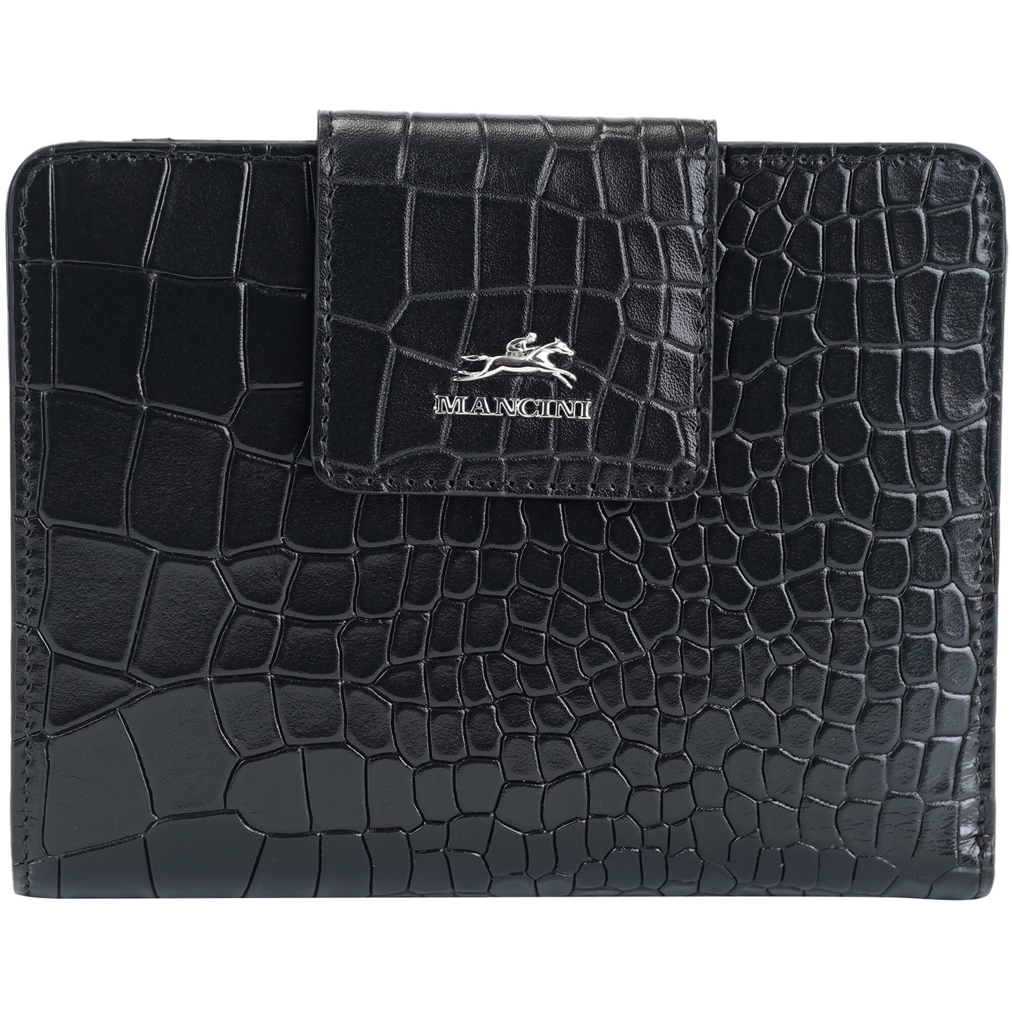 Mancini Croco2 Portefeuille de poignet de taille moyenne pour femmes avec une protection RFID renforcée