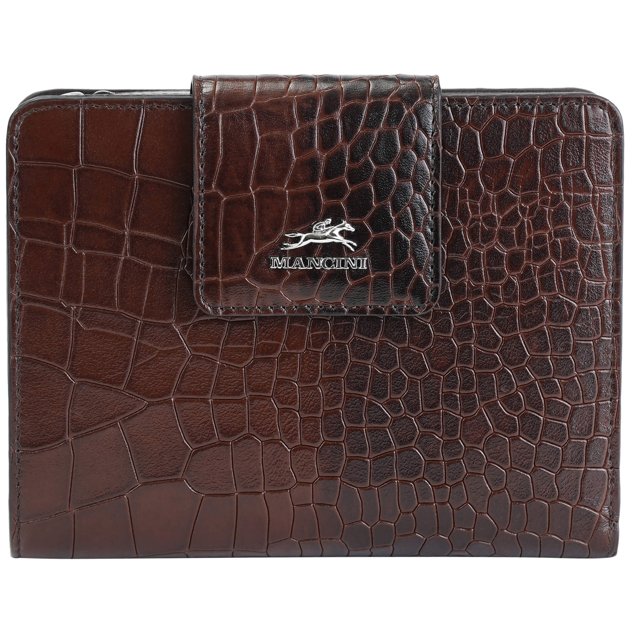 Mancini Croco2 Portefeuille de poignet de taille moyenne pour femmes avec une protection RFID renforcée