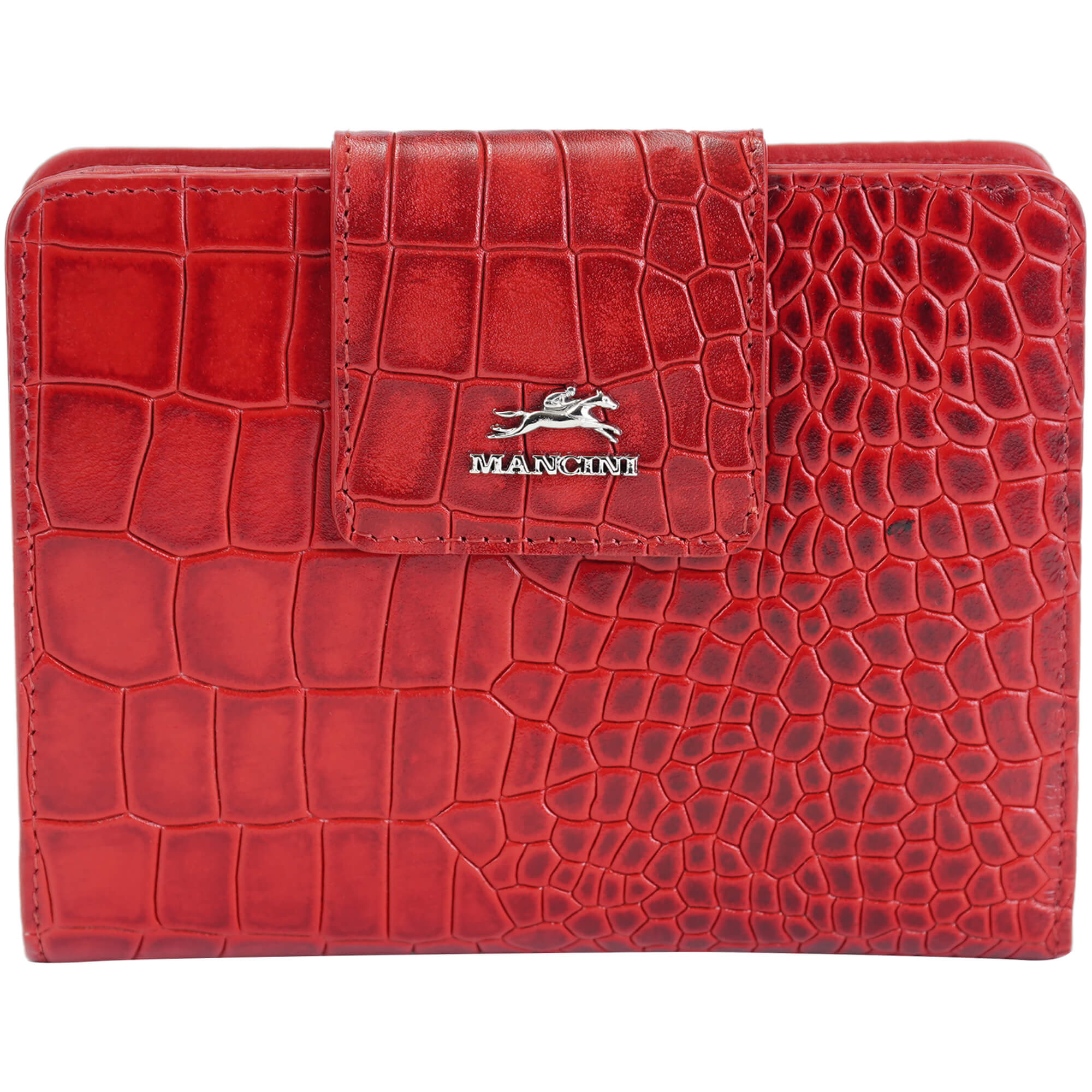 Mancini Croco2 Portefeuille de poignet de taille moyenne pour femmes avec une protection RFID renforcée