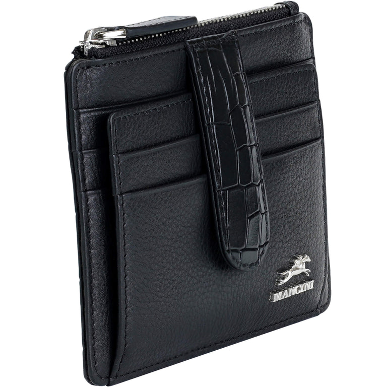 Mancini Croco2 Étui à cartes pour femmes avec une protection RFID renforcée