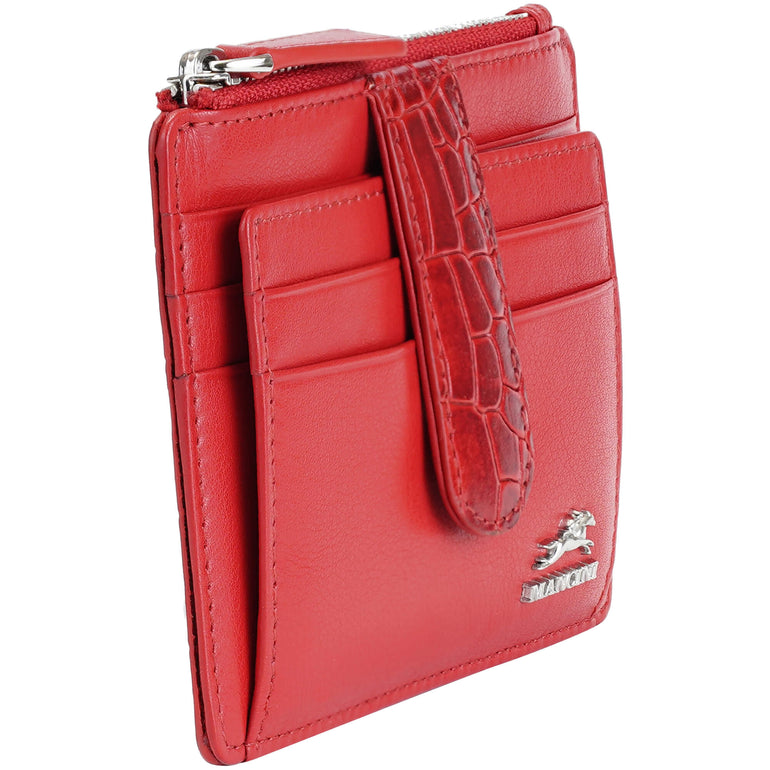 Mancini Croco2 Étui à cartes pour femmes avec une protection RFID renforcée