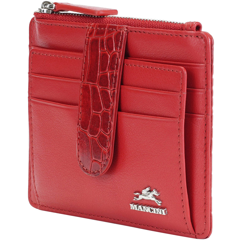 Mancini Croco2 Étui à cartes pour femmes avec une protection RFID renforcée