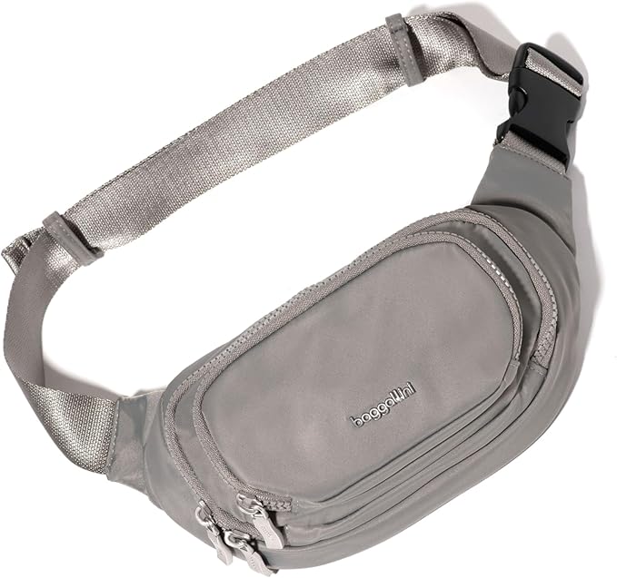 Baggallini On The Go Belt Bag Waist Pack - Steel Grey Twill