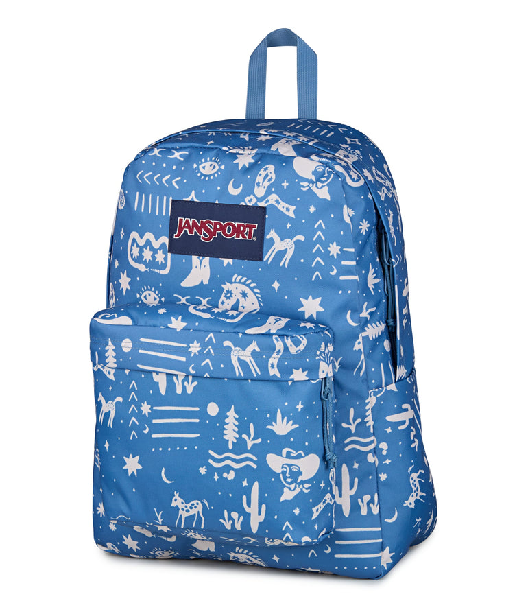 JanSport SuperBreak Plus Backpack - Yeehaw and Horses Elemental Blue