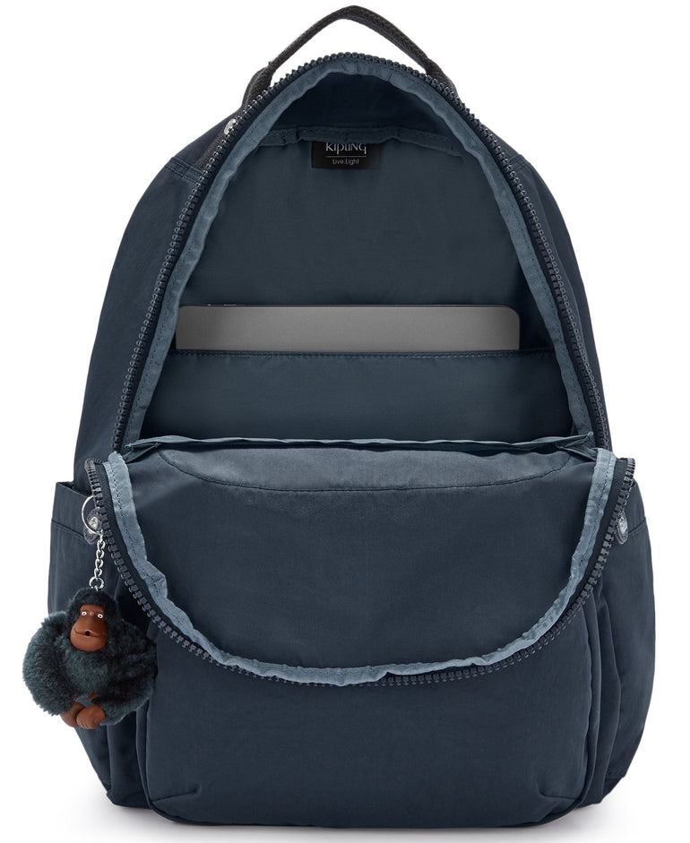Kipling Seoul Grand Sac à Dos avec Compartiment pour Ordinateur - Bleu Tonal