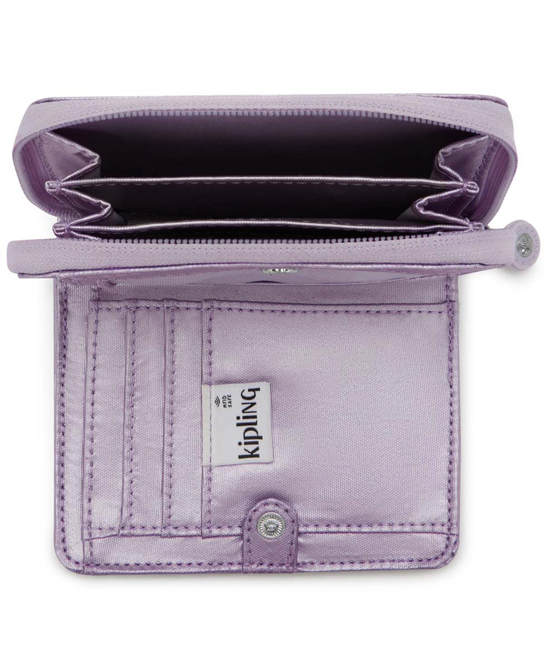Kipling Money Love Small Metallic Wallet - Lilac Moon Metallic