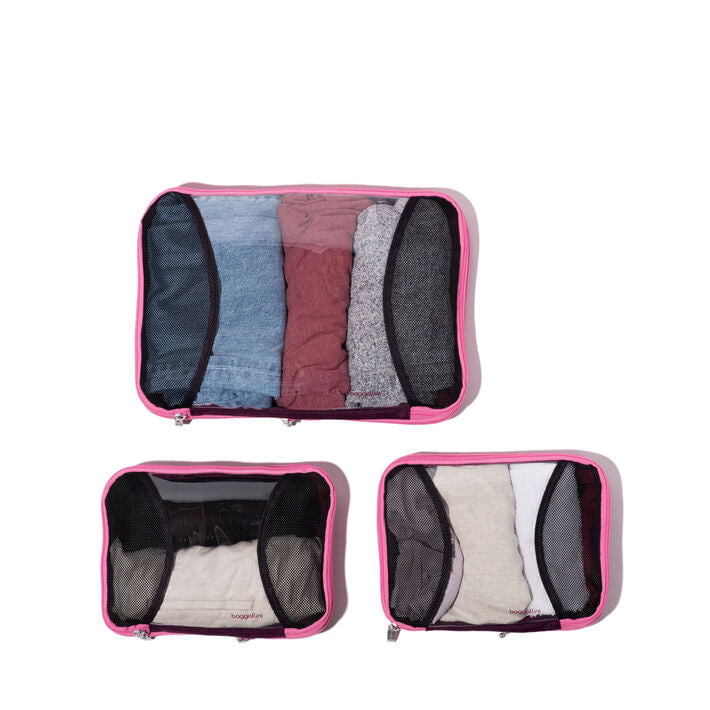 Baggallini Cubes de rangement - 2 moyens et 1 grand - Mulberry Color Block