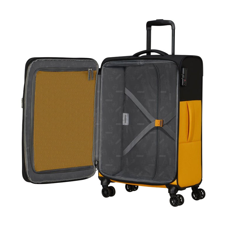 American Tourister Luggage Black/Yellow American Tourister Daring Dash Spinner Expandable Medium Luggage - Black/Yellow