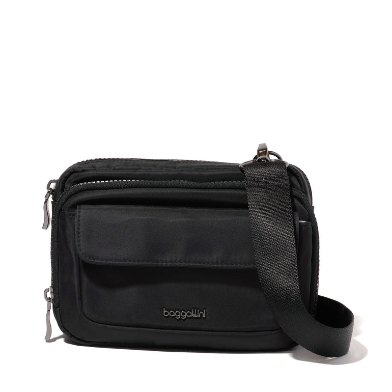 Baggallini Cross-Body Bag Black Twill Baggallini Modern Double Zip Crossbody Bag