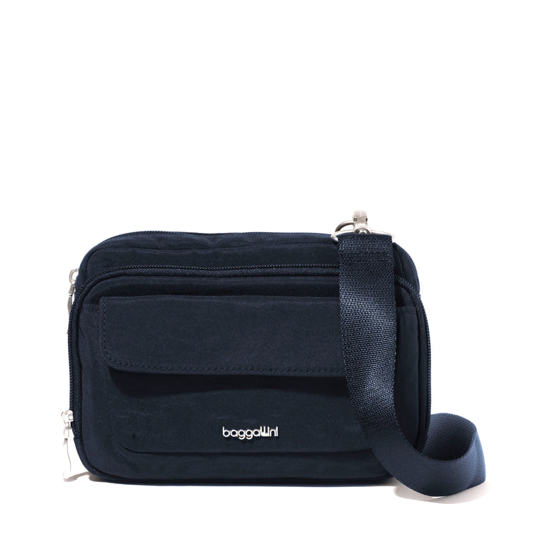 Baggallini Cross-Body Bag French Navy Twill Baggallini Modern Double Zip Crossbody Bag