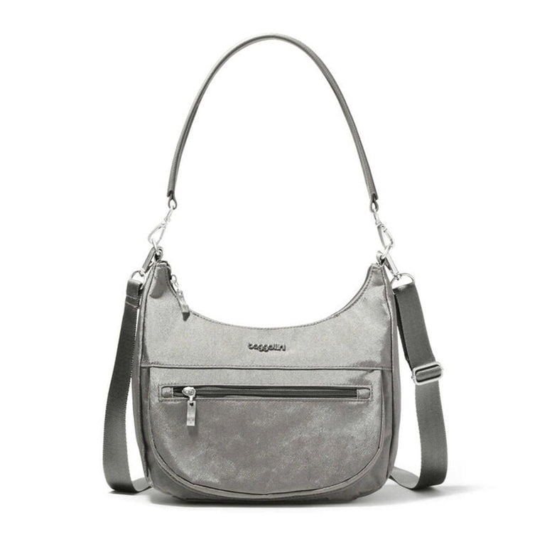 Baggallini Handbag Sterling Shimmer Baggallini Modern Pocket Half Moon Bag