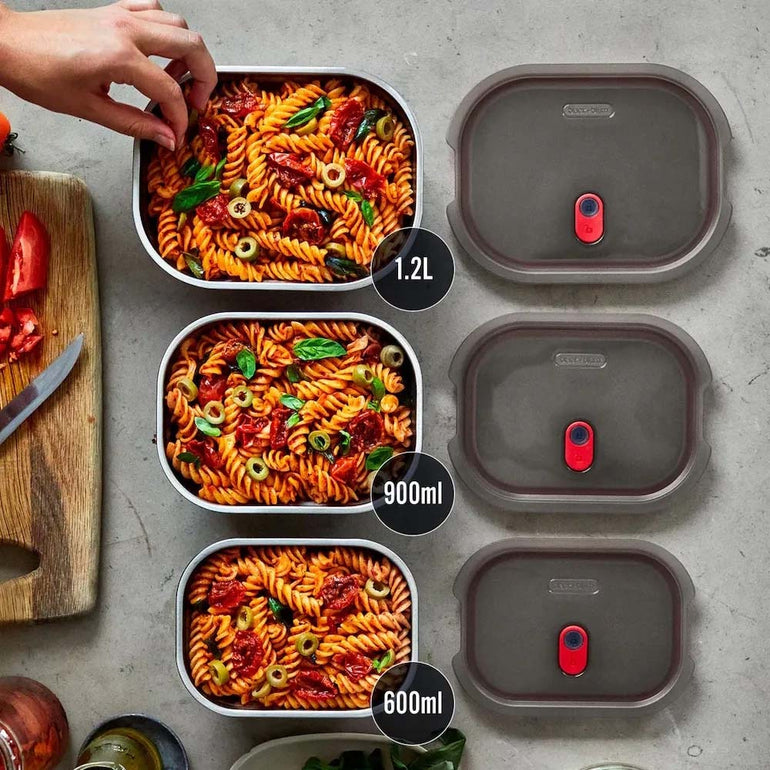 Black + Blum Travel Accessories Grey/Red Black + Blum Food Box Set 3-Piece - S/M/L