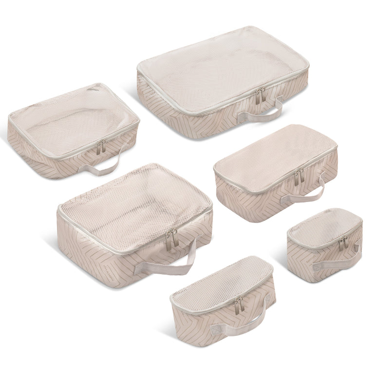 Champs Travel Accessories Off White Champs Vintage Travel Packing Cubes 6-Piece Set
