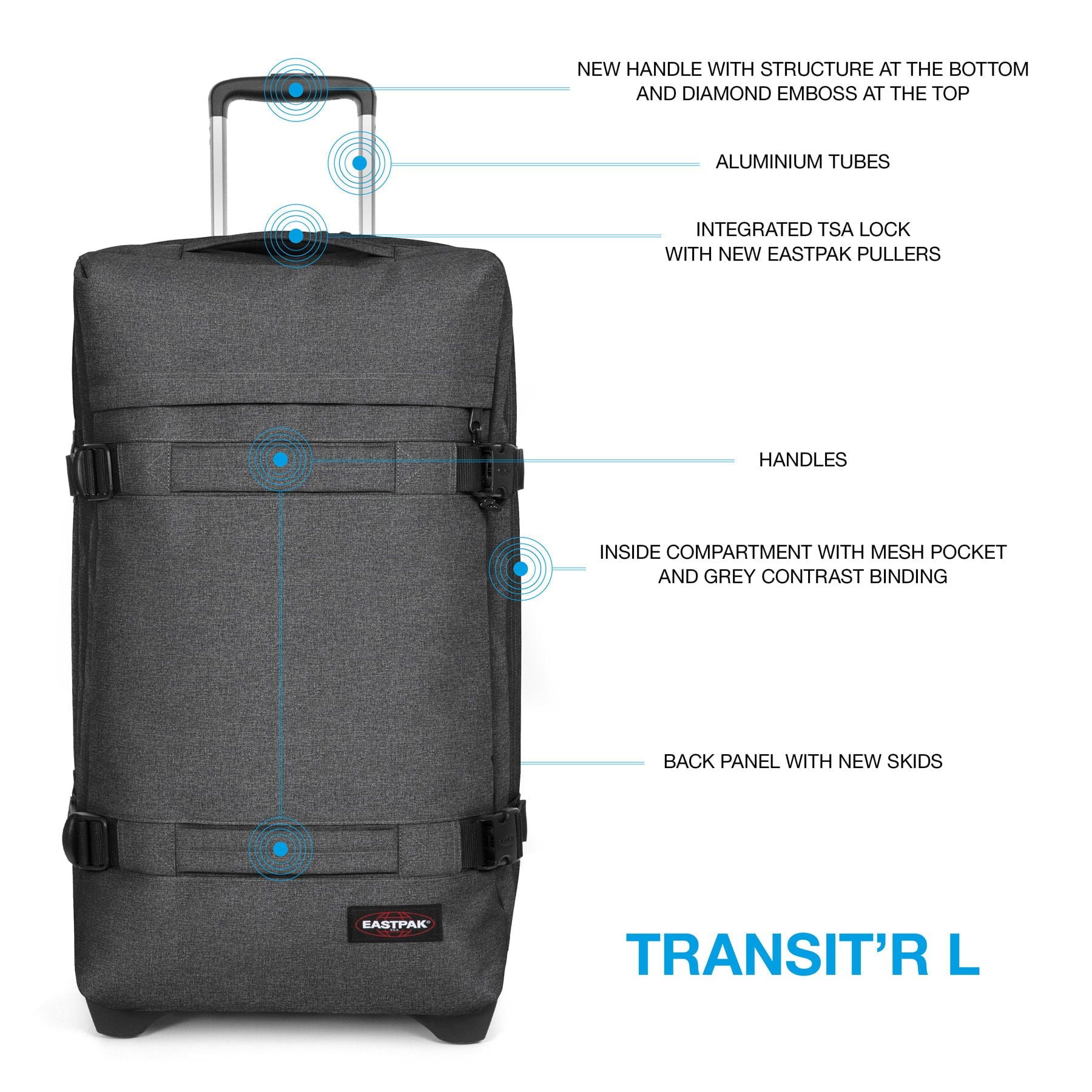 Eastpak Luggage Black Denim Eastpak Transit'R L - Black Denim
