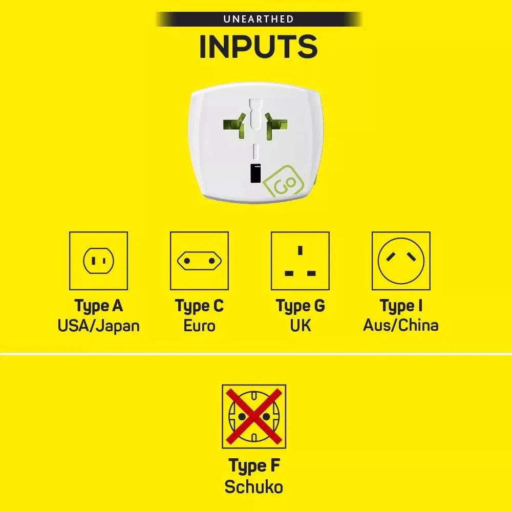 Go Travel Adapter White Go Travel Worldwide Adaptor (Unearthed)