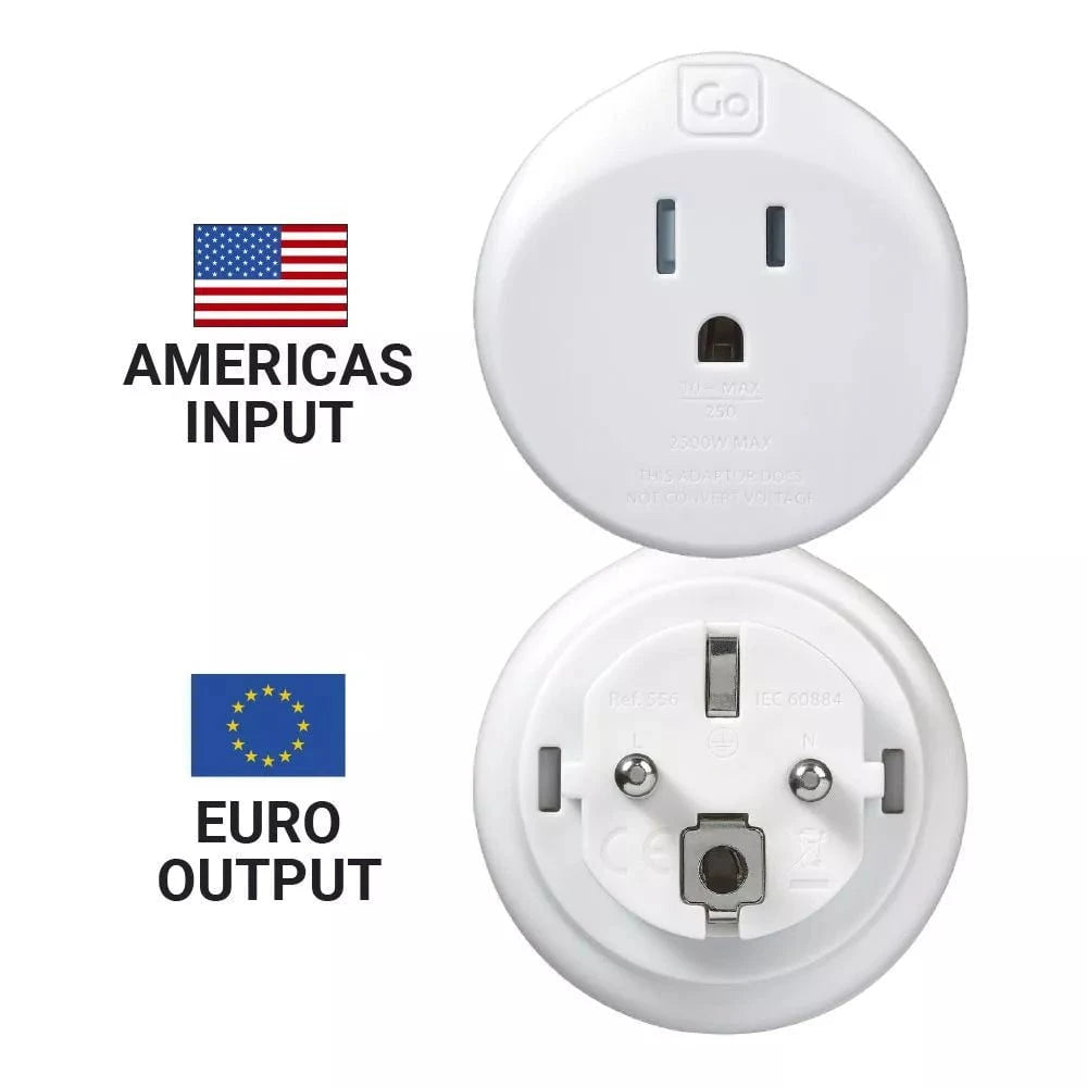 Go Travel Adapters White Go Travel USA-EU Adaptor
