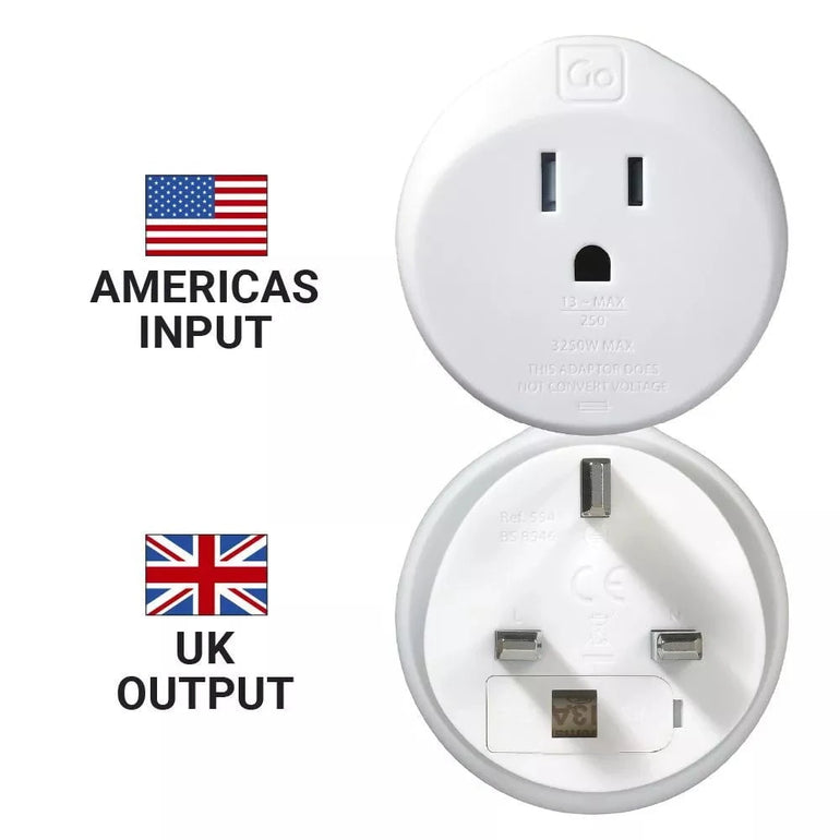 Go Travel Adapters White Go Travel USA-UK Adaptor