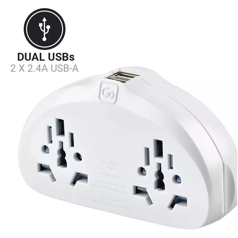 Go Travel Adapters White Go Travel World-AUS/China Adaptor Duo + USB