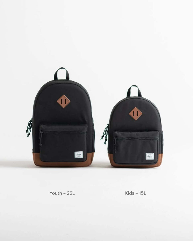 Herschel Backpacks Black/Saddle Brown Herschel Heritage Youth Backpack - Black/Saddle Brown