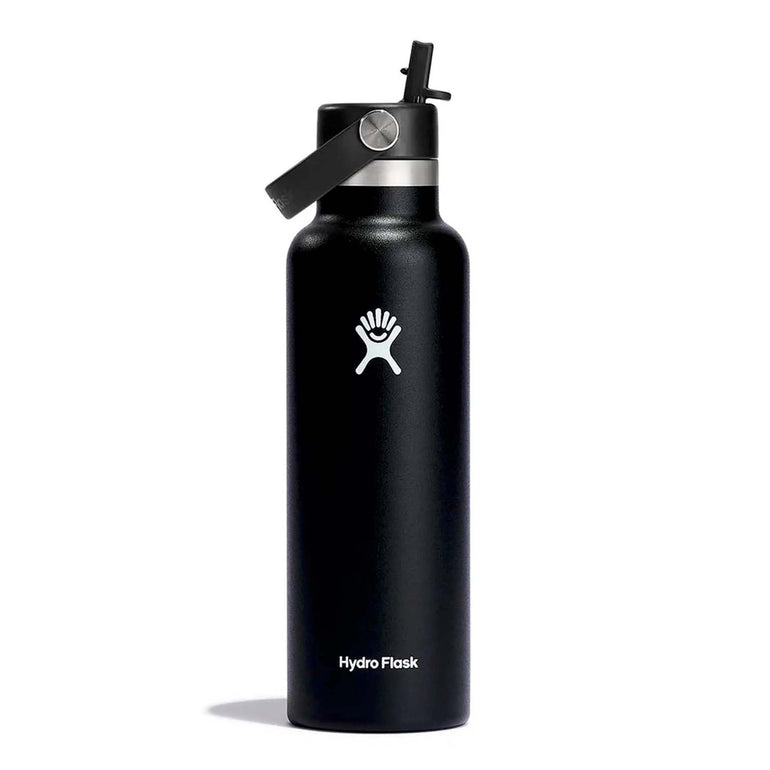 Hydro Flask Water Bottles Black Hydro Flask 21oz Standard Mouth with Flex Straw Cap