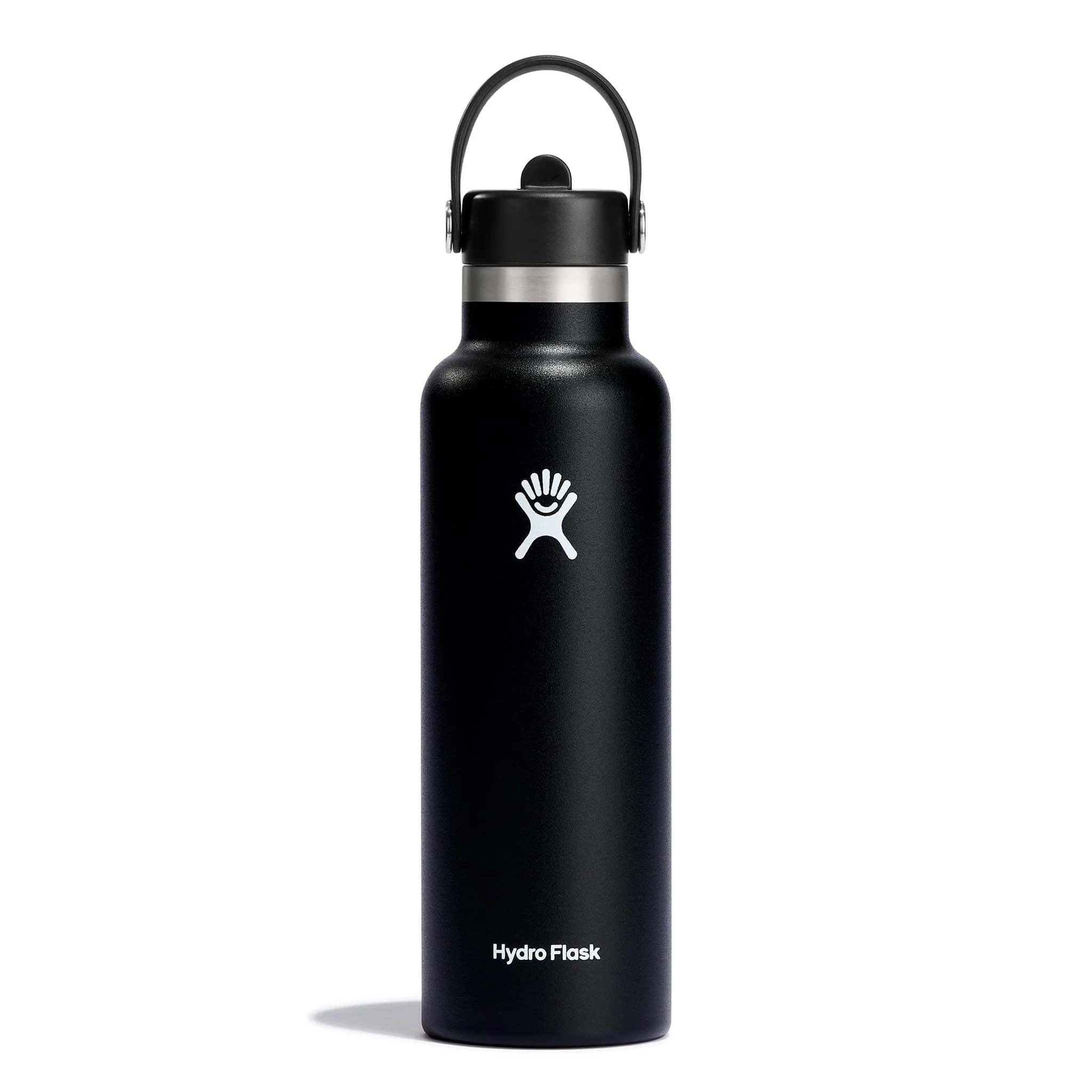 Hydro Flask Water Bottles Black Hydro Flask 21oz Standard Mouth with Flex Straw Cap