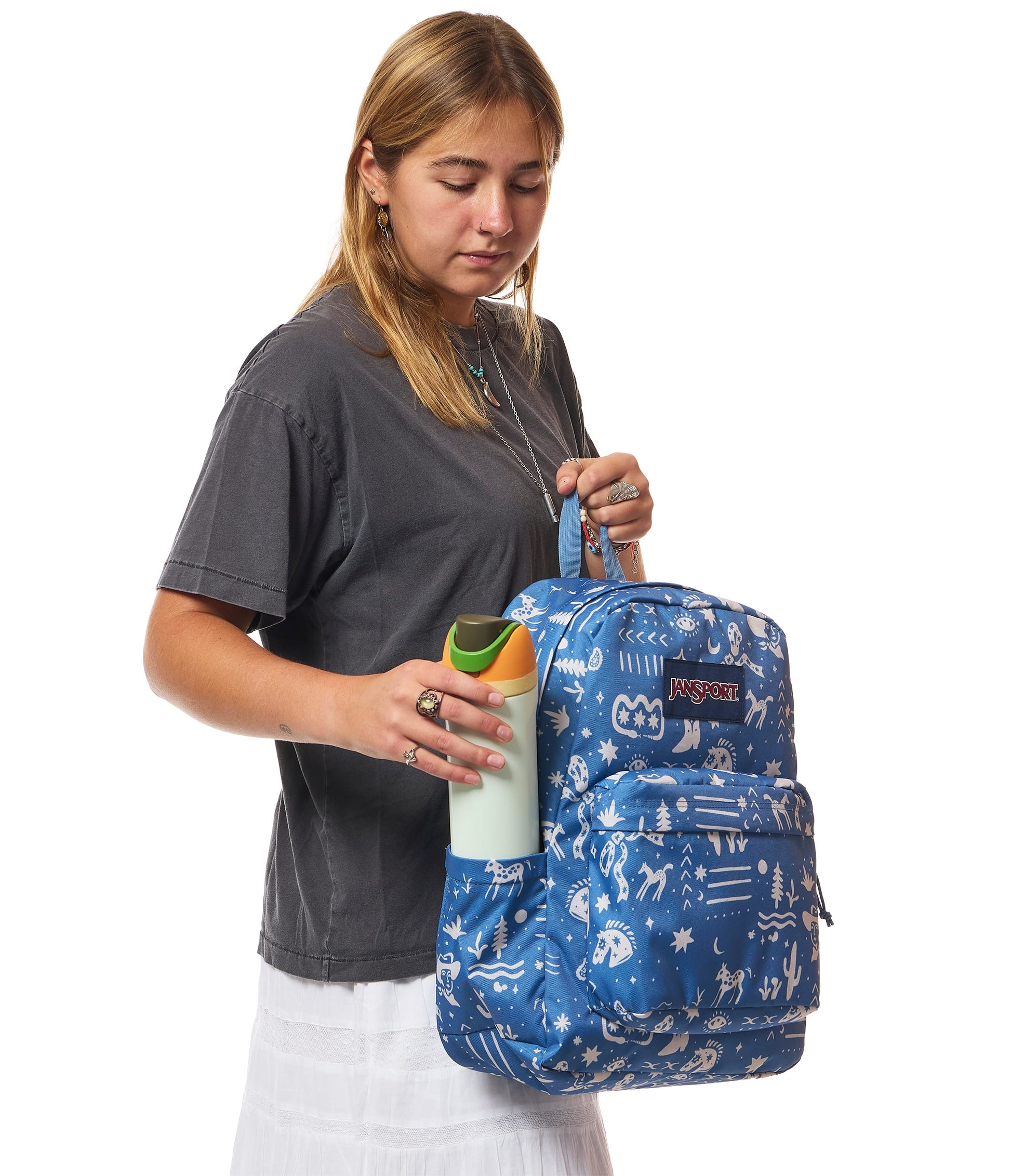 Jansport Backpacks Yeehaw and Horses Elemental Blue JanSport SuperBreak Plus Backpack - Yeehaw and Horses Elemental Blue