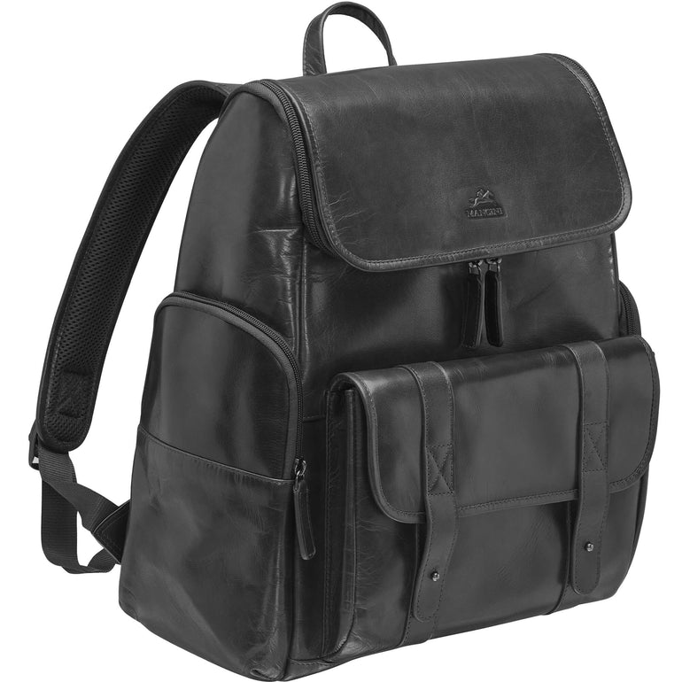 Mancini Backpacks Black Mancini Buffalo Backpack with Zippered Laptop/Tablet Compartment