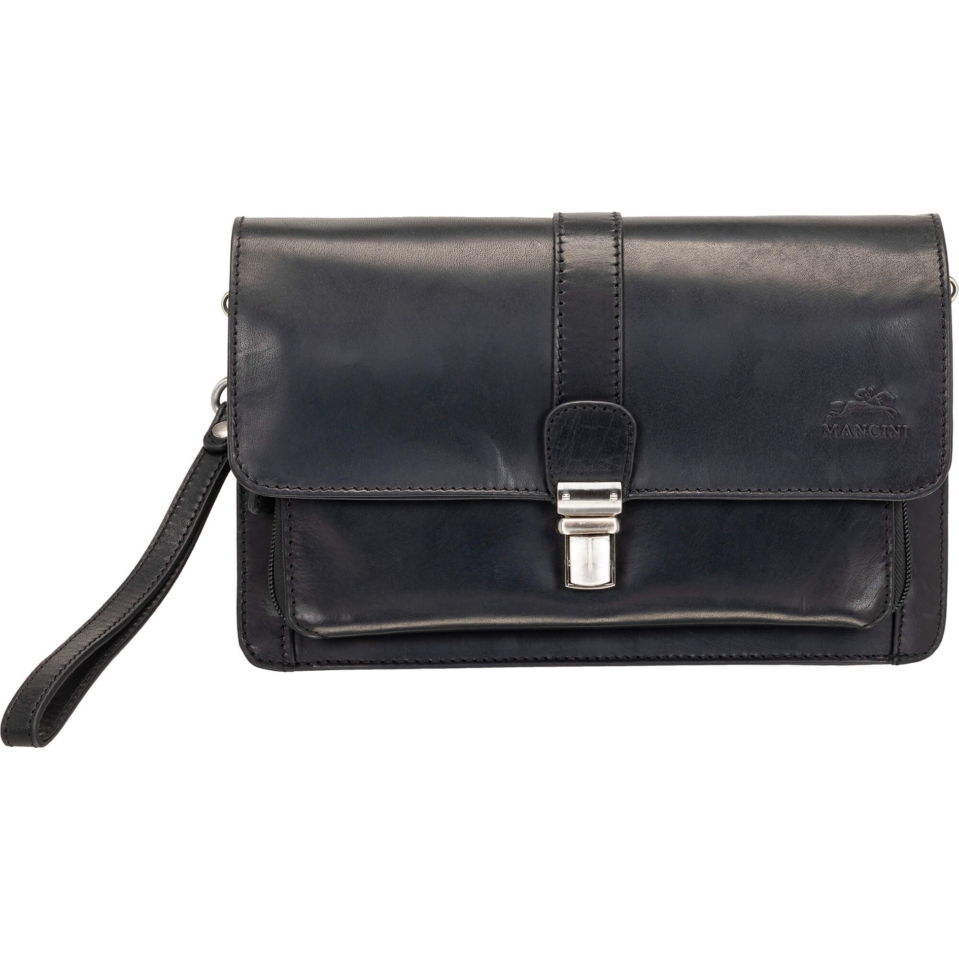 Mancini Bags Black Mancini Buffalo Unisex Bag with Front Organizer