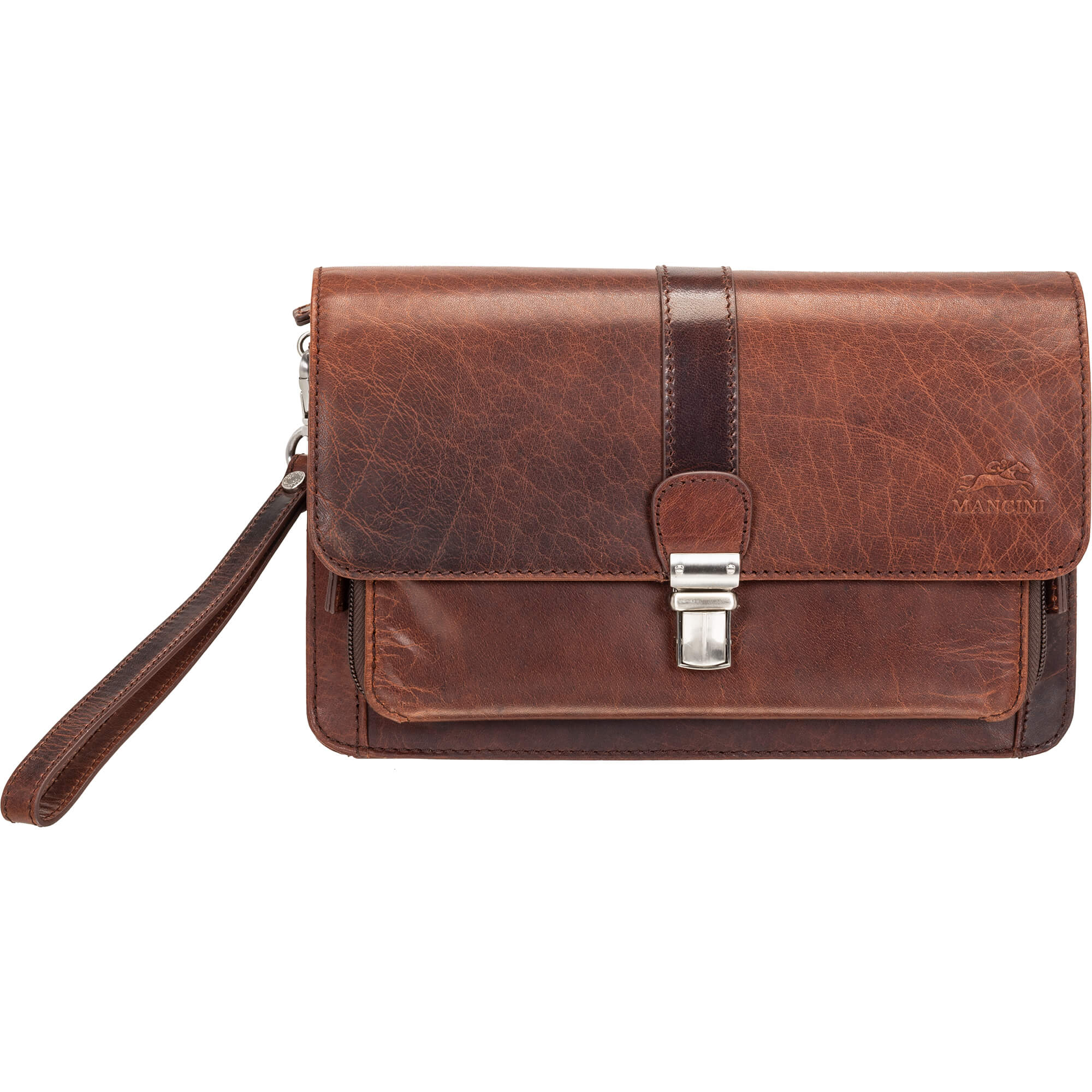 Mancini Bags Brown Mancini Buffalo Unisex Bag with Front Organizer