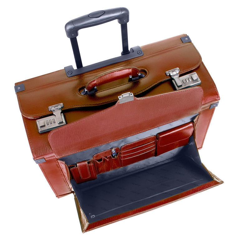 Mancini Briefcases Mancini BUSINESS Collection Deluxe Leather Wheeled Catalog Case