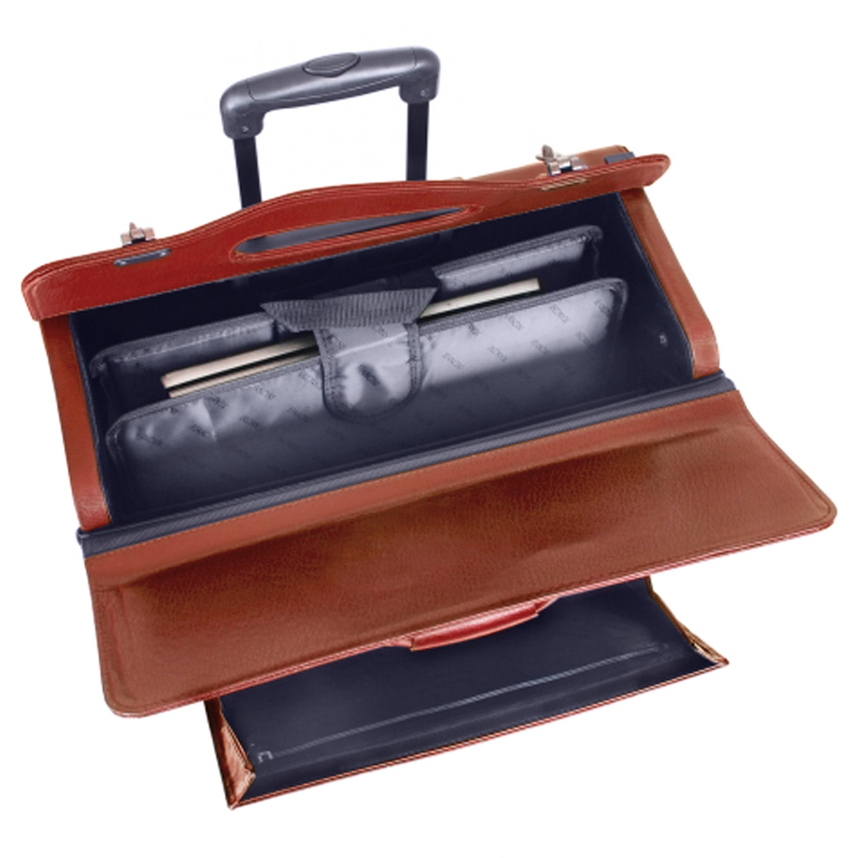 Mancini Briefcases Mancini BUSINESS Collection Deluxe Leather Wheeled Catalog Case
