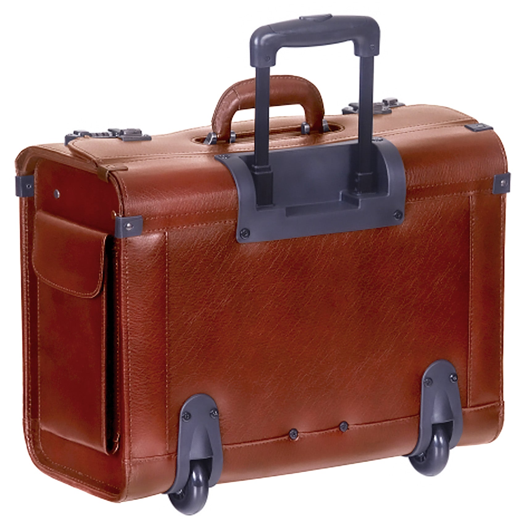 Mancini Briefcases Mancini BUSINESS Collection Deluxe Leather Wheeled Catalog Case