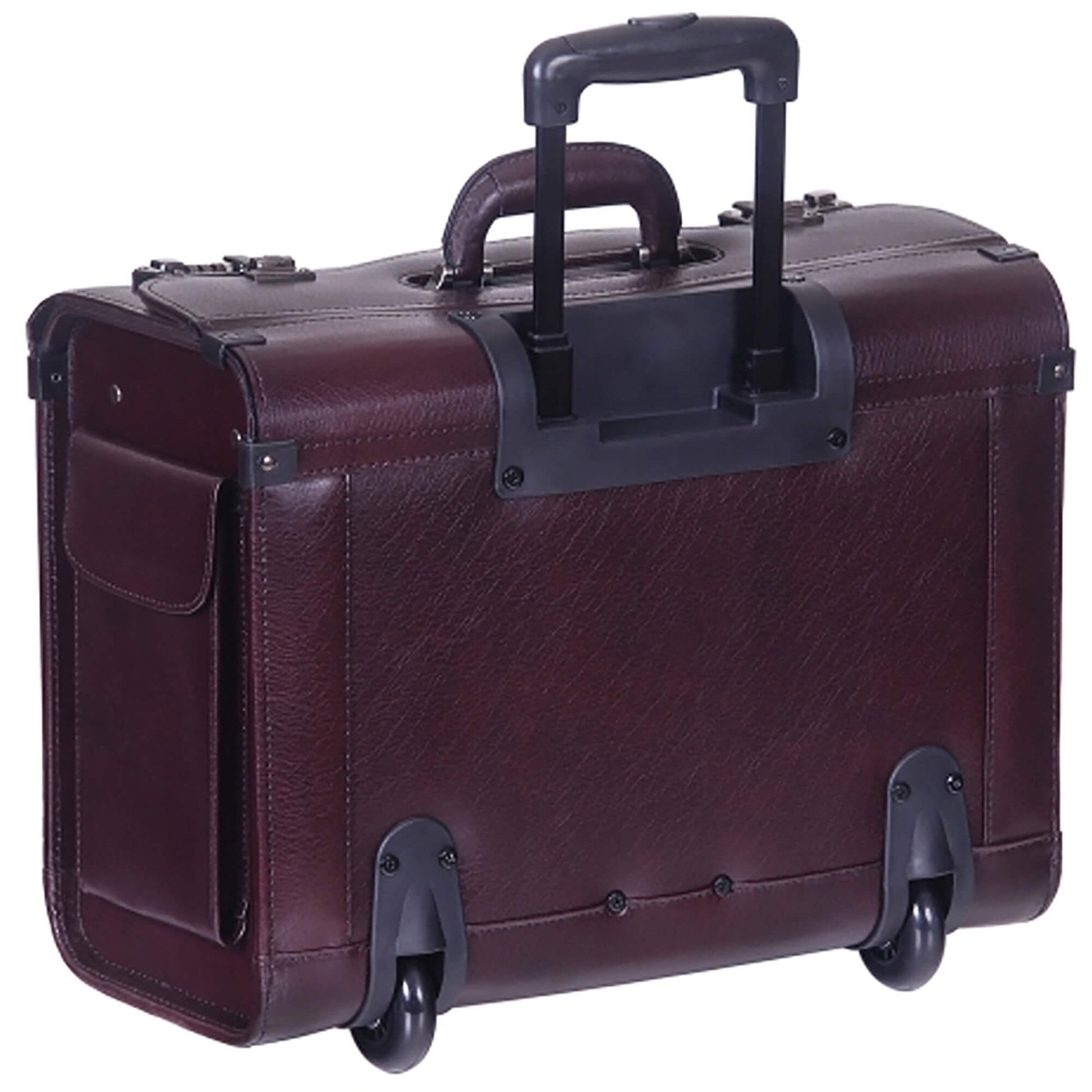 Mancini Briefcases Mancini BUSINESS Collection Deluxe Leather Wheeled Catalog Case