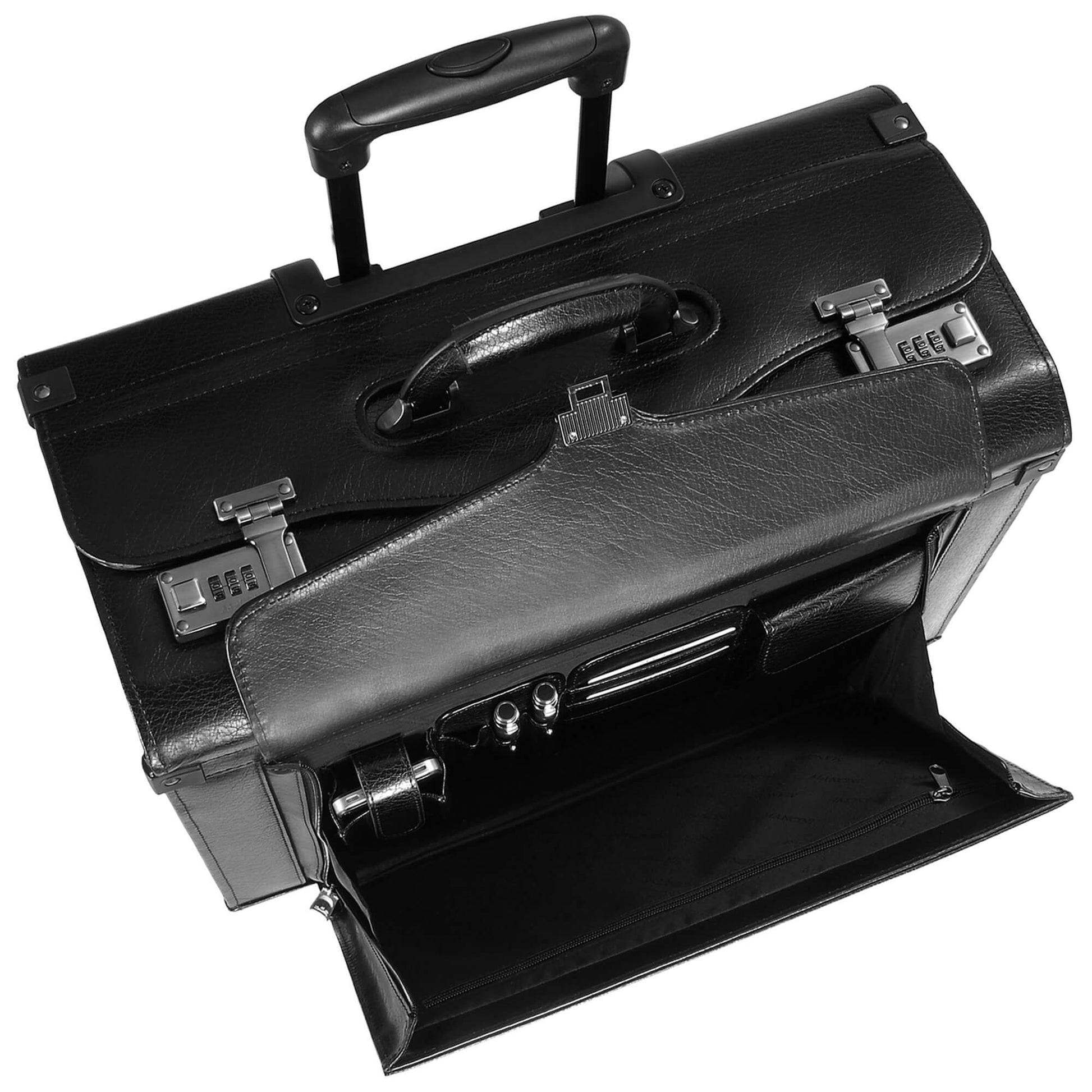 Mancini Briefcases Mancini BUSINESS Collection Deluxe Leather Wheeled Catalog Case