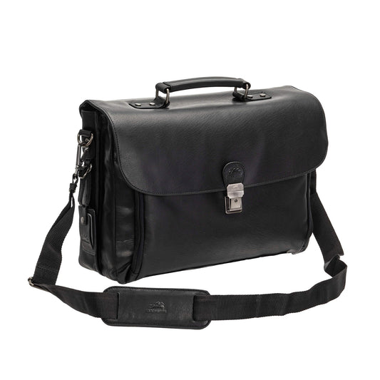 Mancini Laptop Briefcases Black Mancini BUFFALO Double Compartment Briefcase for 15.6" Laptop/Tablet