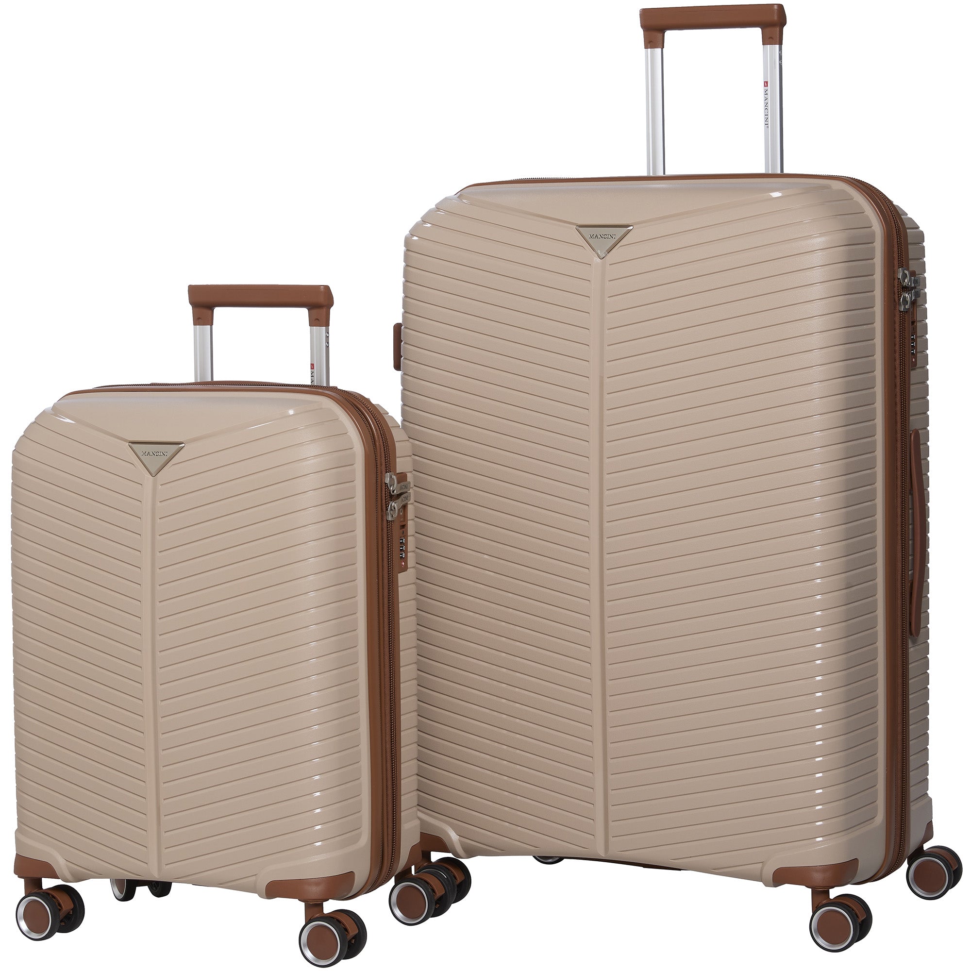 Mancini Luggage Cream Mancini St. Lucia Collection Polypropylene Spinner Luggage 2-Piece Set (Carry-On & Large)